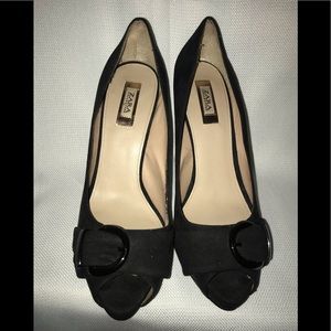 Zara Black  Toe Heels Stiletto with buckle Size 8